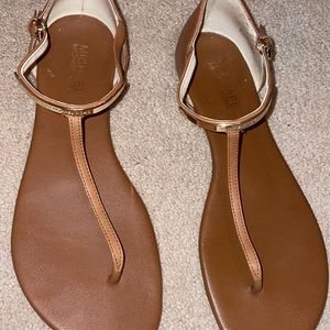 Michael Kors- Brown Leather Thong Flat Sandals